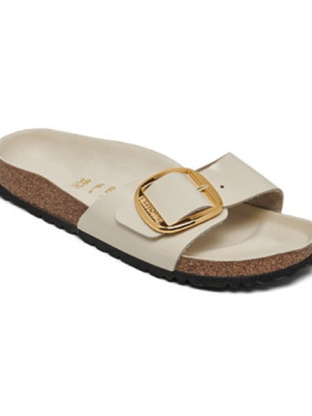 *RIGHT ONLY* Birkenstock Natural MADRID Big Buckle Patent Leather Gold Slide 39